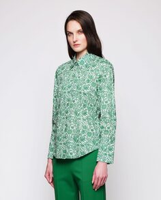 Женская рубашка из 100% хлопка с цветочным принтом Mirto, зеленый