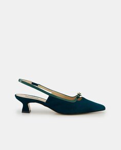 Женские замшевые туфли с пяткой на пятке и квадратным носком - Atelier Line Latouche, темно-зеленый