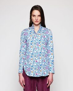Женская рубашка из 100% хлопка с цветочным принтом Mirto, синий