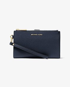 Маленький женский кожаный кошелек темно-синего цвета Michael Michael Kors, темно-синий