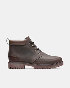 Мужские ботинки Rossdale Mid из нубука со шнуровкой Clarks, темно коричневый
