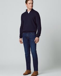 Узкие мужские джинсы с эффектом потертости синего цвета Hackett, синий