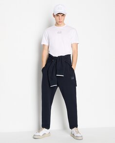Мужские брюки-джоггеры с контрастным логотипом Armani Exchange, темно-синий