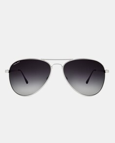 Солнцезащитные очки-авиаторы унисекс серебристого цвета с металлическим эффектом Polar, серый