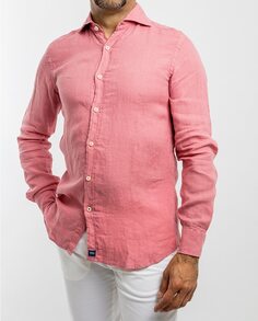 Мужская мягкая узкая льняная рубашка светло-розового цвета Wickett Jones, розовый