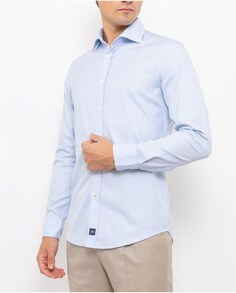 Гладкая облегающая мягкая мужская рубашка светло-голубого цвета Wickett Jones, светло-синий