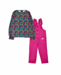 Комплект из блузки и комбинезона цвета фуксии для девочки Tuc tuc, фуксия