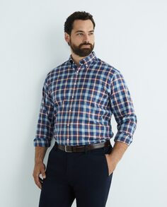 Мужская повседневная рубашка в клетку с длинными рукавами больших размеров Mirto, темно-синий