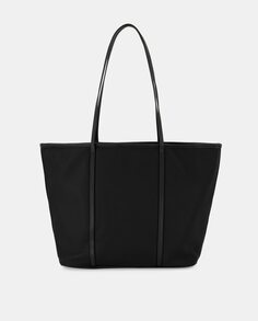 Черная сумка-шоппер с металлическим логотипом Tintoretto, черный