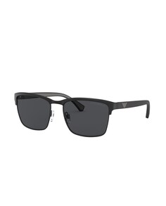 Квадратные солнцезащитные очки из черного металла с поляризационными линзами Emporio Armani, черный