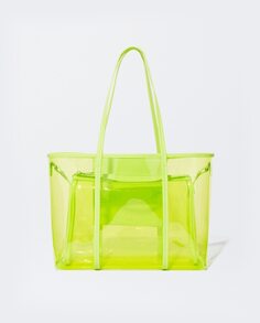 Прозрачная открытая сумка через плечо цвета лайм со съемным внутренним карманом Parfois, зеленый