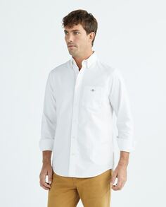 Однотонная мужская рубашка стандартного кроя Gant, белый