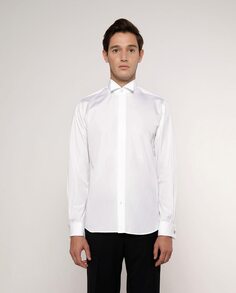 Мужская рубашка-смокинг из поплина белого цвета Mirto, белый