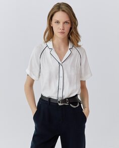 Женская рубашка с короткими рукавами и контрастной отделкой IKKS