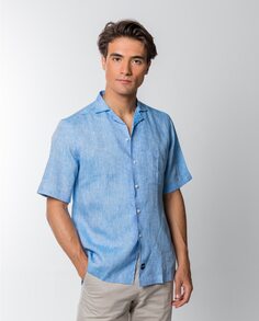 Гладкая облегающая мягкая мужская рубашка светло-голубого цвета Wickett Jones, светло-синий