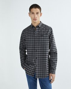 Мужская рубашка с длинными рукавами в мелкую клетку Barbour, серый