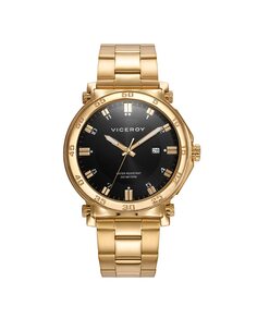 Мужские стальные часы Heat с черным циферблатом и золотым IP-ремешком Viceroy, золотой