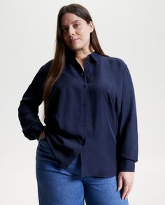 Струящаяся женская рубашка с длинными рукавами Tommy Hilfiger, темно-синий
