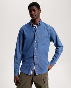 Мужская джинсовая рубашка повседневного кроя Tommy Hilfiger, индиго