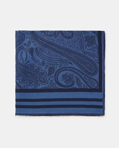 Хлопковый шарф с принтом пейсли темно-синего цвета Latouche, темно-синий