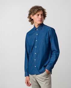 Мужская рубашка узкого кроя цвета индиго в ломаную клетку Etiem, синий