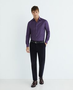 Мужская повседневная однотонная рубашка с длинным рукавом Mirto, фиолетовый