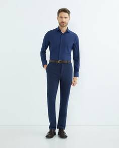 Мужская однотонная классическая рубашка стандартного кроя &quot; Performance&quot; Mirto, темно-синий