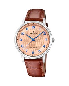 Мужские часы F20660/2 Solar Energy из коричневой кожи Festina, коричневый