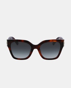 Женские солнцезащитные очки в квадратной оправе коричневого цвета &quot;гавана&quot; Longchamp, коричневый