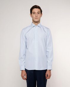 Обычная мужская рубашка увеличенной длины синего цвета Mirto, светло-синий