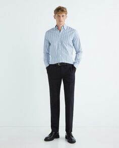 Мужская повседневная полосатая рубашка с длинными рукавами Mirto, светло-синий
