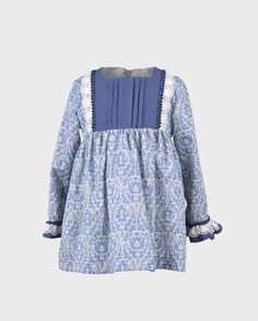 Платье для девочки синего цвета с рюшами La Ormiga, светло-синий