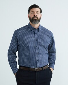 Повседневная мужская рубашка с длинными рукавами и принтом больших размеров Mirto, темно-синий