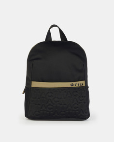 Средний рюкзак из неопрена черного цвета с выгравированным логотипом Caminatta, черный