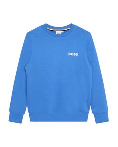 Однотонный свитшот для мальчика с круглым вырезом BOSS Kidswear, синий