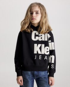 Черная толстовка с капюшоном для мальчика Calvin Klein, черный