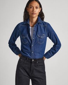 Женская джинсовая рубашка с застежкой на кнопки Pepe Jeans, синий