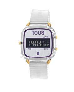 Цифровые женские часы D-Logo Fresh из поликарбоната с белым силиконовым ремешком Tous, мультиколор