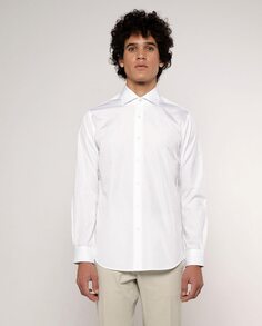 Классическая однотонная белая мужская рубашка Mirto, белый