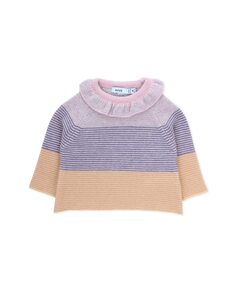 Полосатый свитер для девочки с рюшами на шее KNOT, мультиколор
