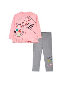 Комплект для девочки: футболка с рюшами и леггинсы Tuc tuc, розовый