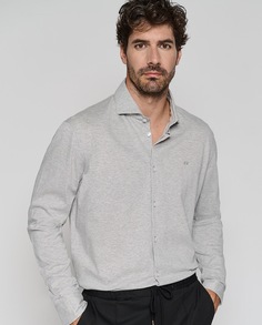 Мужская двухцветная спортивная рубашка стандартного кроя из пике Roberto Verino, светло-серый