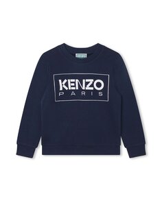 Толстовка для мальчика с круглым вырезом и логотипом спереди Kenzo, темно-синий