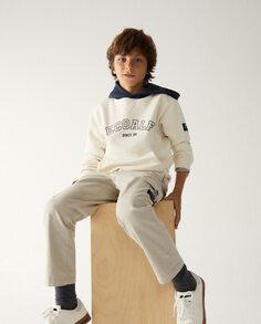 Толстовка для мальчика с двухцветным капюшоном и карманом-кенгуру Ecoalf, белый