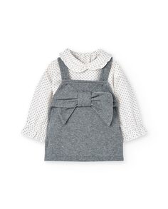 Комплект для девочки из блузки и комбинезона Boboli, светло-серый