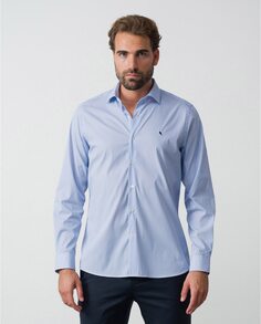 Очень облегающая мужская рубашка в синюю полоску Etiem, светло-синий