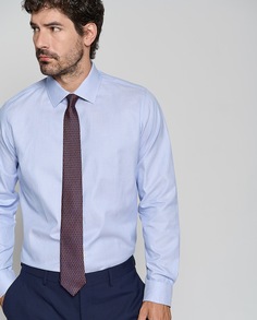 Мужская классическая рубашка классического кроя с круглой структурой Roberto Verino, светло-синий