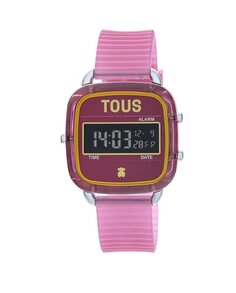 Цифровые женские часы D-Logo Fresh из поликарбоната с силиконовым ремешком цвета фуксии Tous, розовый