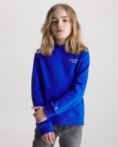 Синяя толстовка с капюшоном для мальчика Calvin Klein, синий