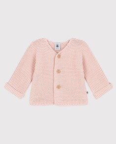 Детский кардиган платочной вязкой Petit Bateau, сиреневый